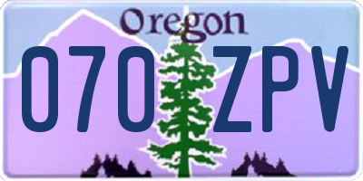 OR license plate 070ZPV
