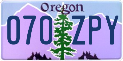 OR license plate 070ZPY