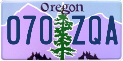 OR license plate 070ZQA