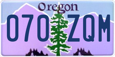 OR license plate 070ZQM