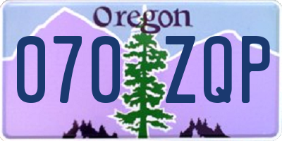 OR license plate 070ZQP