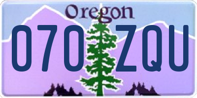 OR license plate 070ZQU