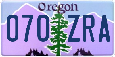 OR license plate 070ZRA