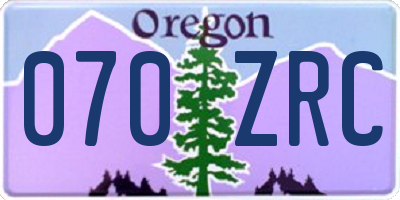OR license plate 070ZRC