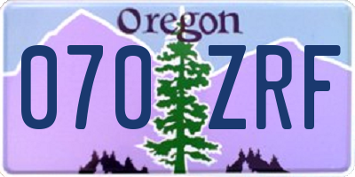 OR license plate 070ZRF