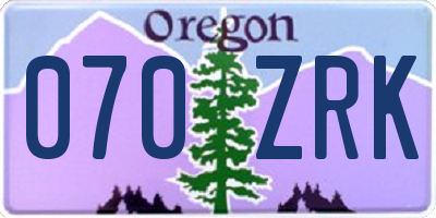 OR license plate 070ZRK