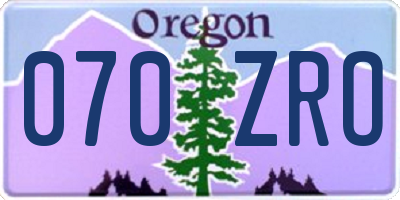 OR license plate 070ZRO