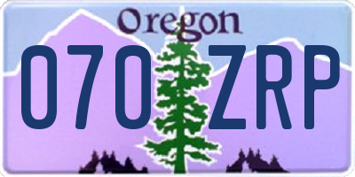 OR license plate 070ZRP