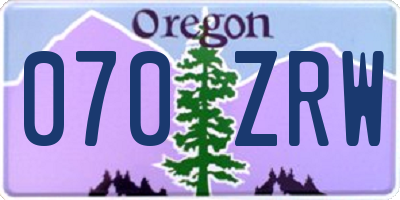 OR license plate 070ZRW