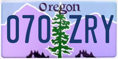 OR license plate 070ZRY