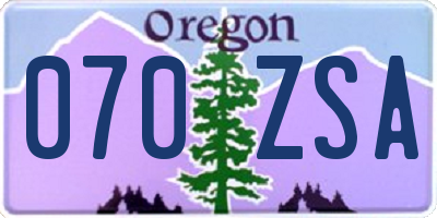 OR license plate 070ZSA