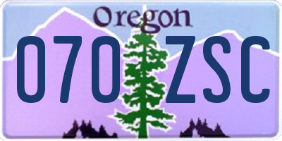 OR license plate 070ZSC
