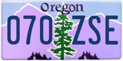 OR license plate 070ZSE