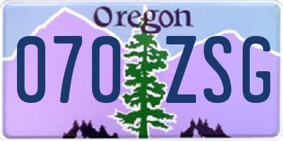 OR license plate 070ZSG