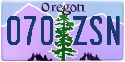 OR license plate 070ZSN