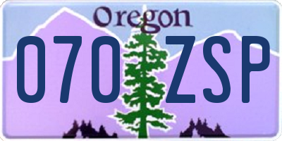 OR license plate 070ZSP