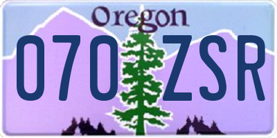 OR license plate 070ZSR