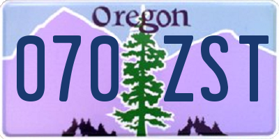 OR license plate 070ZST