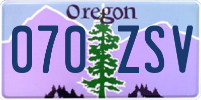 OR license plate 070ZSV