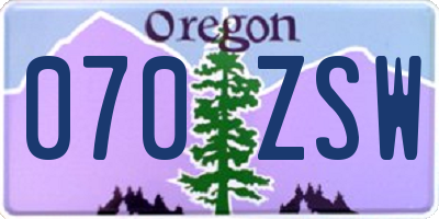 OR license plate 070ZSW