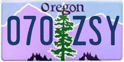 OR license plate 070ZSY