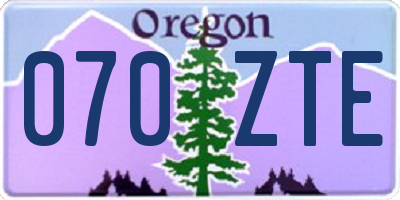OR license plate 070ZTE