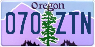 OR license plate 070ZTN