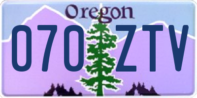 OR license plate 070ZTV