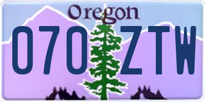 OR license plate 070ZTW