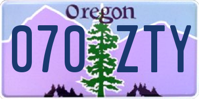 OR license plate 070ZTY