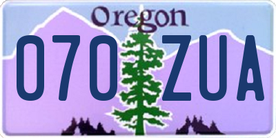 OR license plate 070ZUA