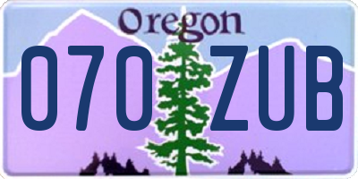OR license plate 070ZUB