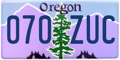 OR license plate 070ZUC