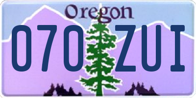 OR license plate 070ZUI