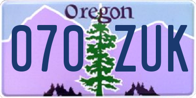 OR license plate 070ZUK