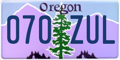 OR license plate 070ZUL