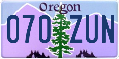 OR license plate 070ZUN