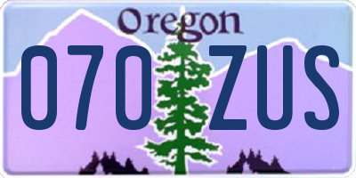OR license plate 070ZUS