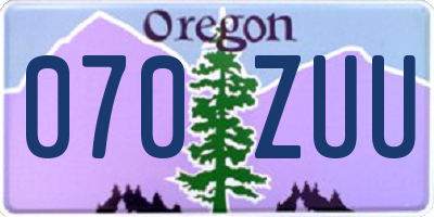 OR license plate 070ZUU