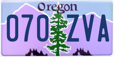 OR license plate 070ZVA
