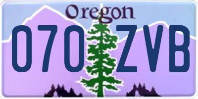 OR license plate 070ZVB