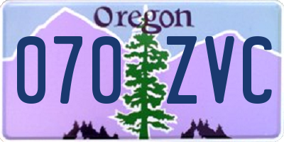 OR license plate 070ZVC