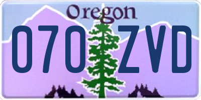 OR license plate 070ZVD