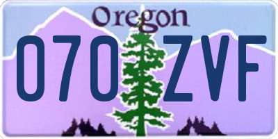 OR license plate 070ZVF