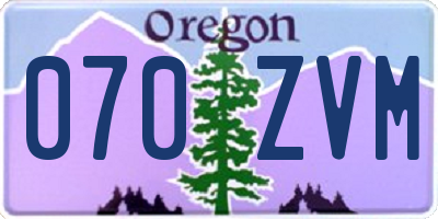 OR license plate 070ZVM