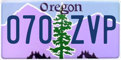 OR license plate 070ZVP