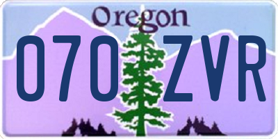 OR license plate 070ZVR