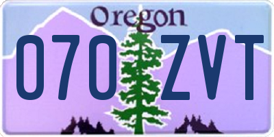 OR license plate 070ZVT