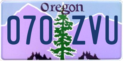 OR license plate 070ZVU