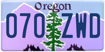 OR license plate 070ZWD